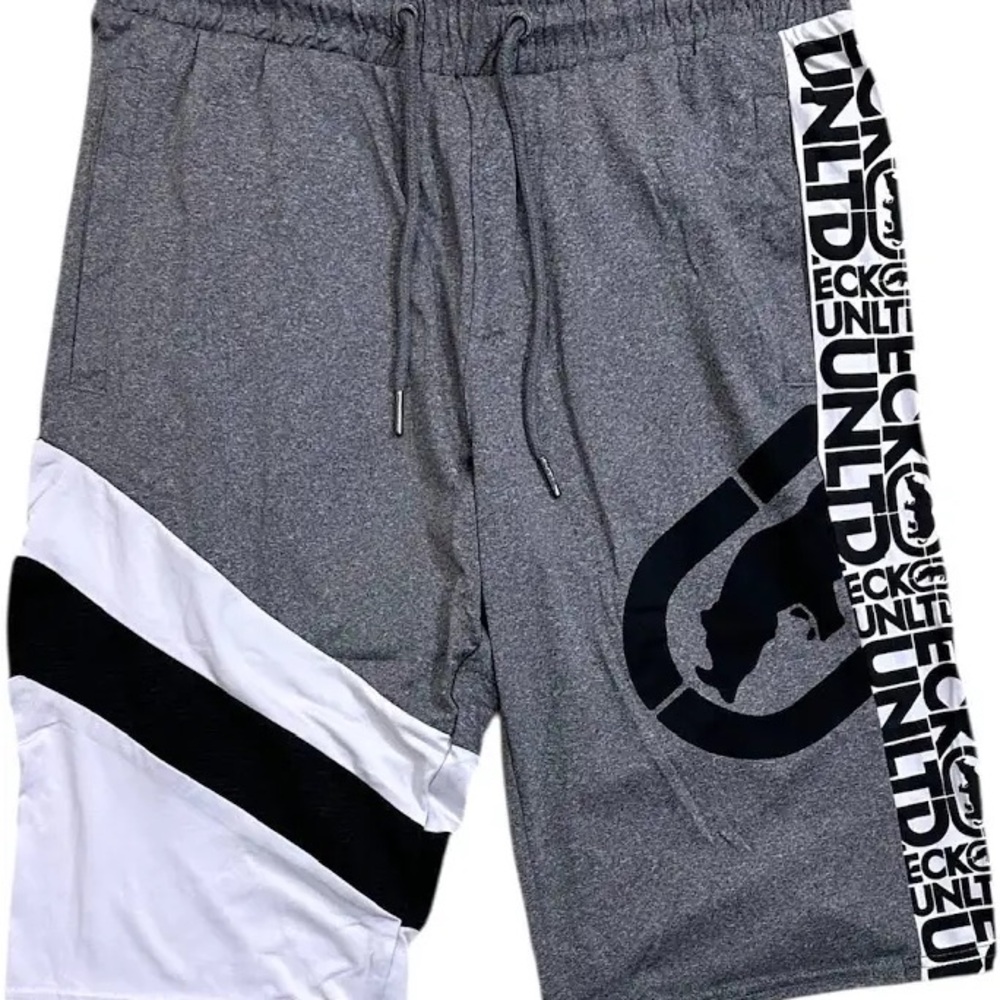 Ecko Unlimited Athletic Gray and White Shorts